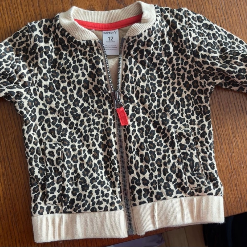 Carter's Leopard Print Zip-Up Sweater